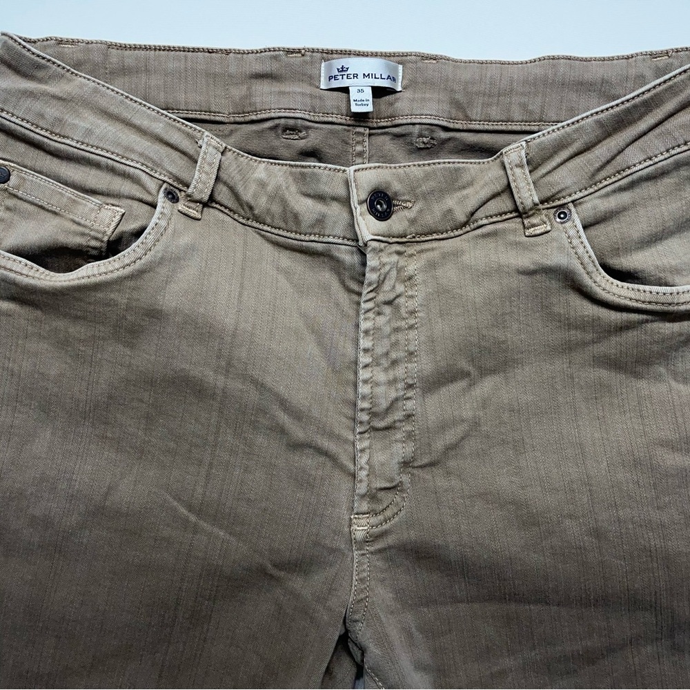 Peter Millar 5 Pocket Pants Mens Size 35x31 Brown Straight Leg Stretch Golf - Picture 9 of 16